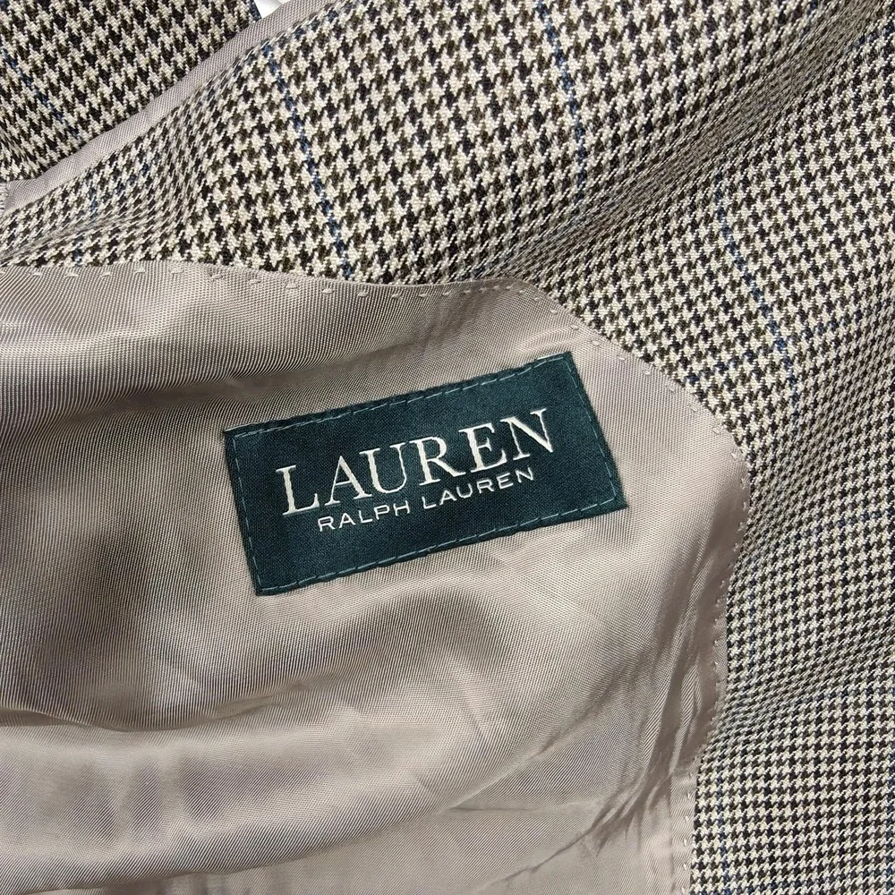 Lauren Ralph Lauren Blazer Mens 42S Brown Check Tweed Sport Coat Jacket Classic